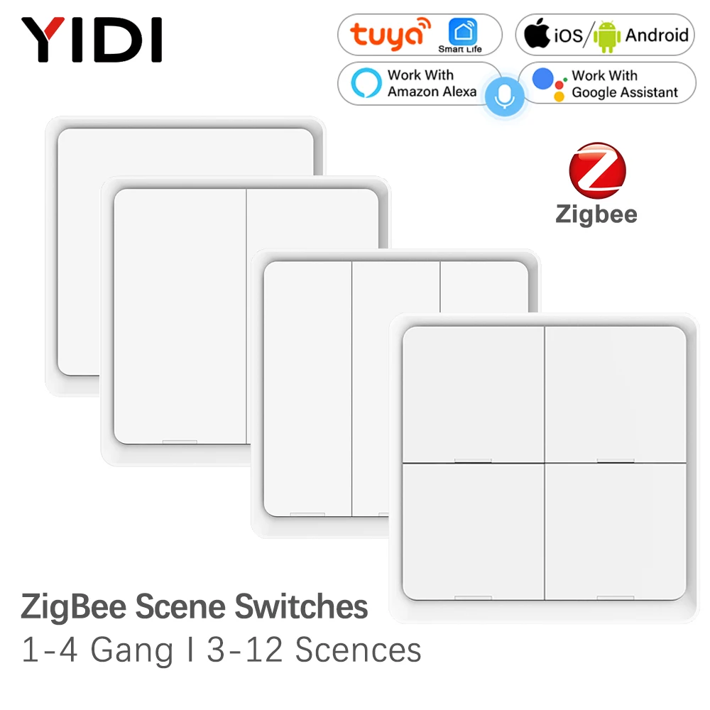 Home Automation Technology - ZigBee Wireless 4 Gang 12 Scene