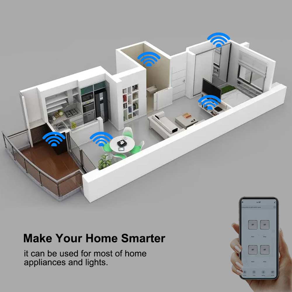 Smart Tuya Switch 4CH Relay Mo - Home Automation Technology recension och pris
