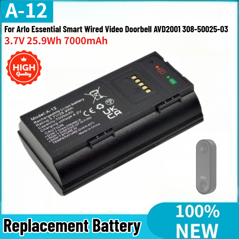 A-12 High Quality Battery 3.7V - Smart Doorbell Wired recension och pris